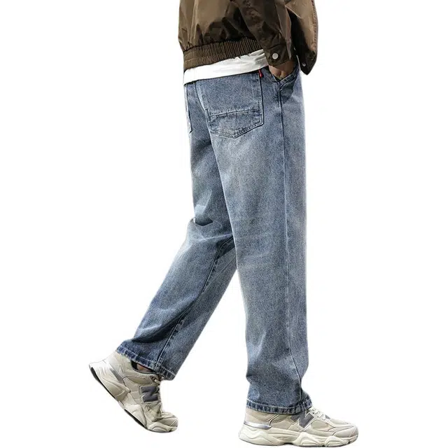 遨宇 潮牌美式经典复古潮流水洗极简风秋季宽松直筒休闲户外百搭垂感长裤牛仔裤 男款