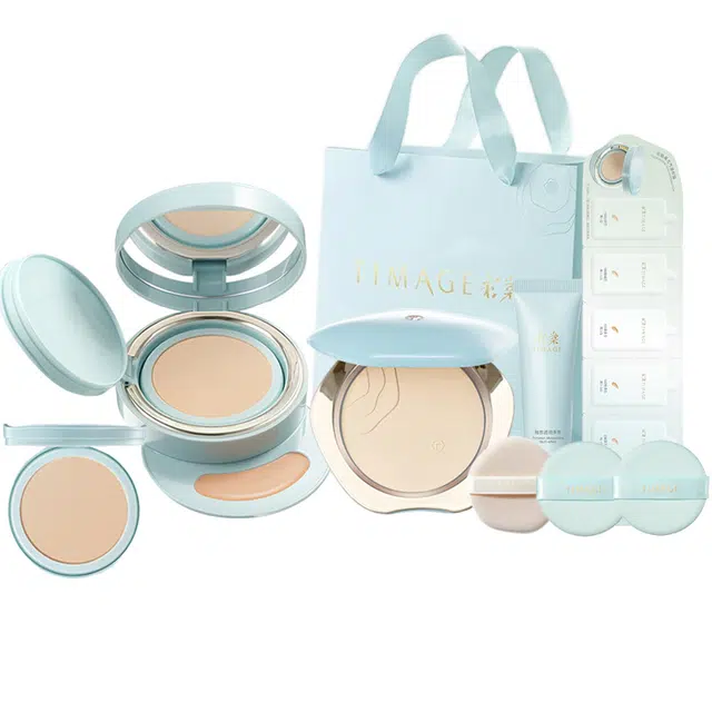 彩棠 双生气垫蜜粉饼彩妆套装 细闪自然无瑕持久不脱妆服帖不卡粉气色润泽提亮肤色遮瑕修饰肤色定妆控油 白皮黄皮