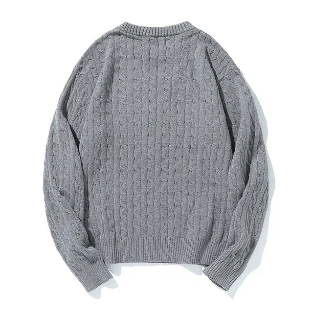 棉基因 清新森系提花肌理感毛线衣厚实内搭休闲运动氛围感职场通勤极简风女装高街美式亲肤打底衣松弛感青少年学院风毛衣 男女同款