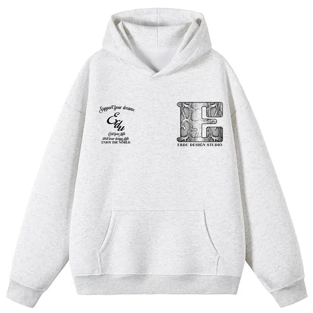 而度 街头潮牌蛇纹皮字母美式嘻哈情侣秋季国潮连帽卫衣 男女同款