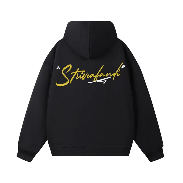 阿凡迪 经典潮流品牌美式复古字母手绘连笔个性字体印花高街连帽简约高级感设计无性别主义时尚运动户外通勤落肩宽松休闲卫衣 男女同款