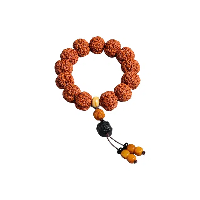 茂琼 招财转运万事顺遂柿柿如意新中式国潮文玩盘玩尼泊尔红皮原籽配饰醒狮藏式文玩佛珠潮流高级文玩念珠 金刚菩提 手串 男款