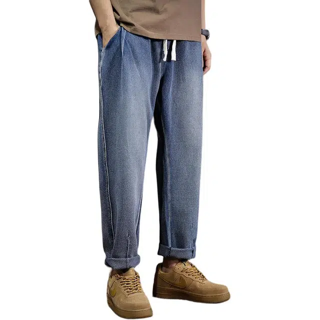 遨宇 美式复古直筒垂感极简潮牌宽松休闲户外百搭水洗阔腿牛仔裤 男款