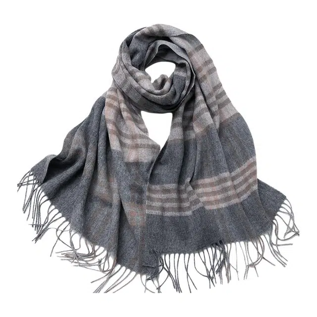恒源祥 经典格纹时尚保暖百搭 羊毛 绒线围巾 男女同款情侣款