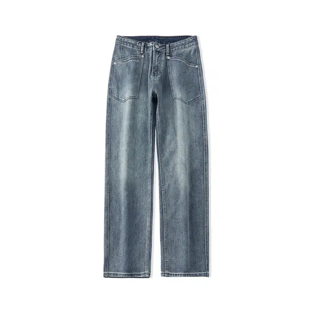 希越 痞帅美式潮牌宽松直筒弹力牛仔裤 男款