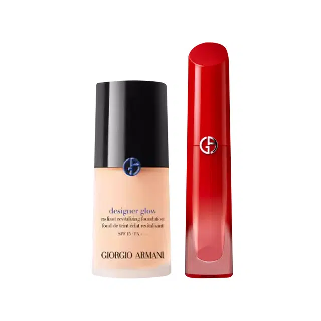 阿玛尼 红管水唇纱大师粉底液彩妆套装 自然持久