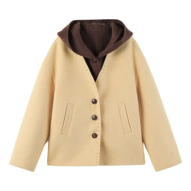 花栗鼠小姐 伊顿公学 高克重撞色羊毛叠穿马甲/毛呢两件套女保暖外套韩系温柔气质高智感时尚潮流百搭简约风通勤厚实小个子显瘦短款大衣 女款