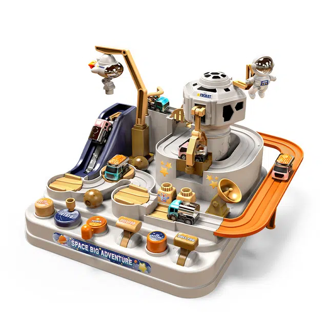 图米鱼 益智汽车闯关大冒险轨道停车场玩具车 套装惯性滑行 早教教具