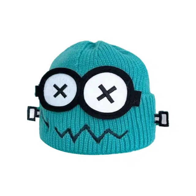 恩僾德 搞怪可爱针织可爱小众百搭高颜值女秋冬季保暖卡通显脸小保暖防寒护耳帽子学生包头帽 聚酯纤维 绒线帽 男女同款情侣款