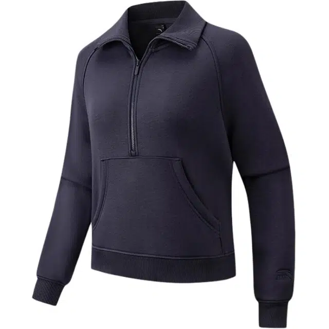 超级安踏 加绒舒适百搭立领纯色卫衣 女款