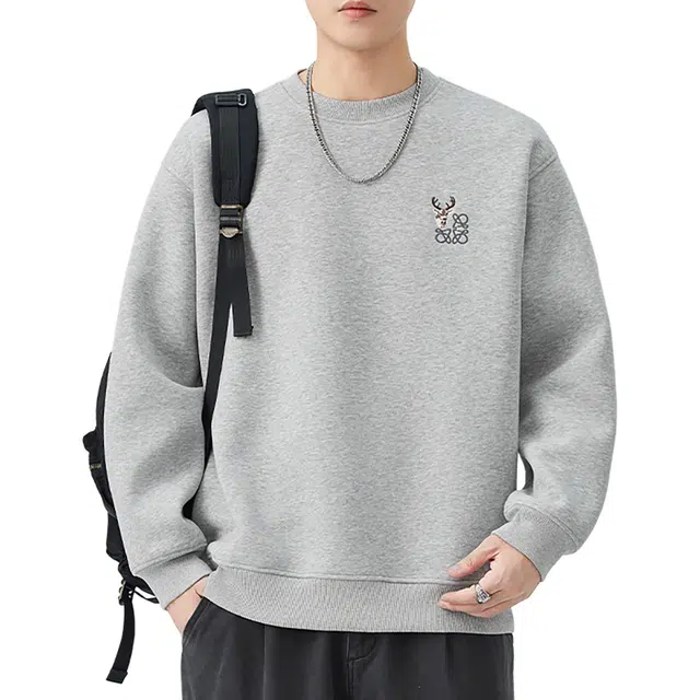 特斯型 秋冬季男卫衣潮牌高街复古圆领套头宽松休闲百搭上衣 男款