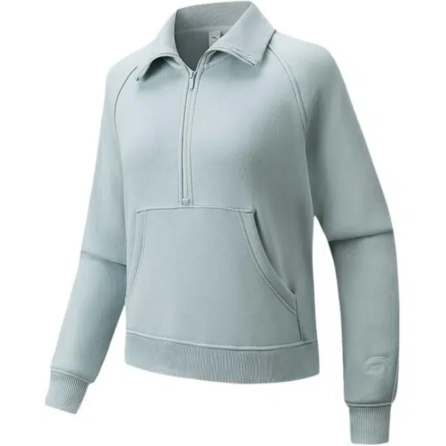 超级安踏 加绒立领纯色休闲卫衣 女款