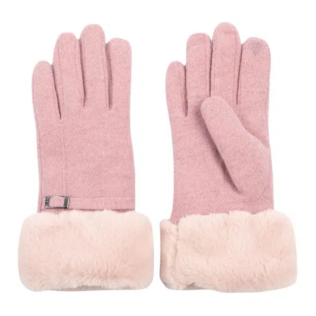 恒源祥 防风保暖加绒加厚骑行兔毛触屏 羊毛 绒线手套 女款