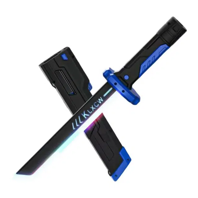 欧洛伊 创意炫酷黑科技火花喷雾光剑匕首 双剑合璧 七彩流光刀 发光玩具