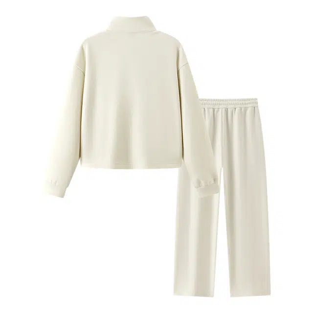 森马 联名款冬外套阔腿裤纯色长袖立领甜美风长裤休闲运动套装 女款