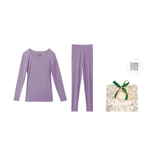 皇室品轩 超薄隐形发热秋冬内衣女热能面膜肌底美肤衣薄款秋衣秋裤保暖套装 女款