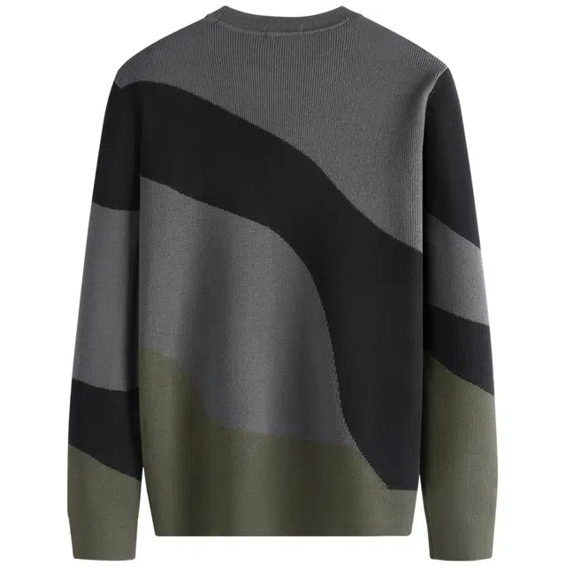 与狼共舞 休闲潮流百搭撞色拼接时尚设计绵羊毛保暖亲肤柔软舒适高街青年款圆领羊毛衣 男款