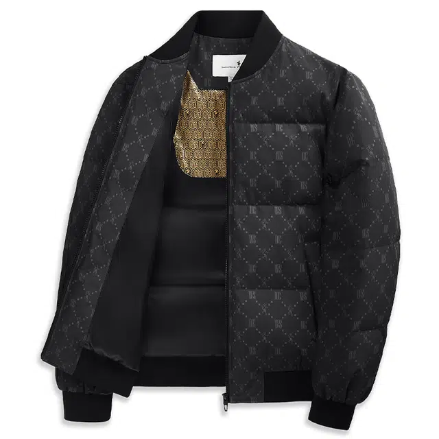 与狼共舞 轻暖时尚复古高街满印蓄热石墨烯高充绒舒适棒球领通勤羽绒服 男款