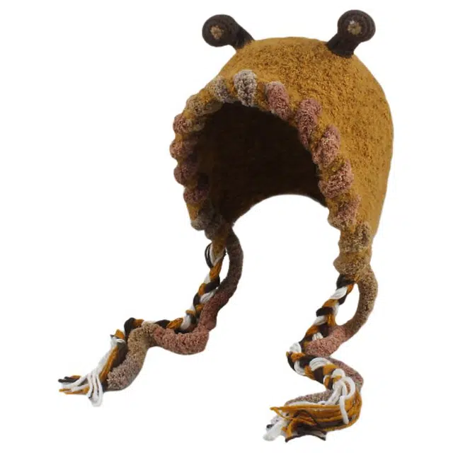 【秋冬必备~通勤神器】 攸委 可爱小怪兽毛绒针织帽子女冬季保暖加厚护耳帽 涤纶 手工编织卡通大头围绒线帽雷锋包头帽 男女同款情侣款