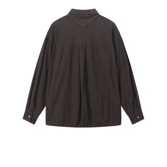 江南先生 流浪者之歌 复古风可拆卸领巾格纹可调节格子外套宽松常规长袖衬衫 男女同款