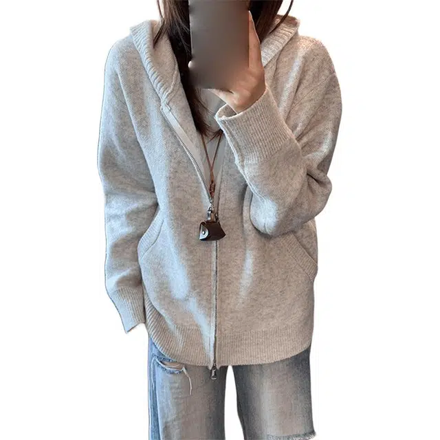 黑马漫画 开衫上衣男秋季外套慵懒风连帽高级感针织衫 男女同款