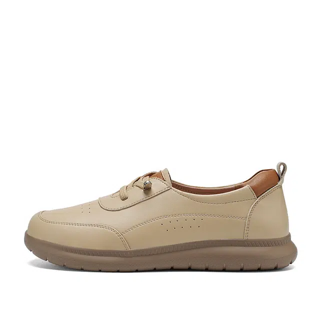 足力健 合成革牛剖层革 轻盈 舒适 简约 时尚 百搭 经典  防滑 耐磨 低帮 女士休闲单鞋 皮鞋 女