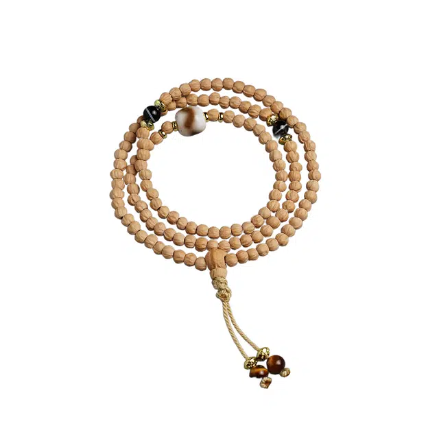 赤藤 吉祥如意新中式国潮复古文玩念珠迷你原籽深坑鬼脸文玩天珠配饰百搭高级文玩念珠 柏香籽/百香籽 手串 男女同款情侣款