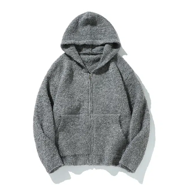 棉基因 连帽大口袋毛线衣清新森系肌理感厚实内搭休闲运动氛围感职场通勤极简风女装高街美式亲肤打底衣松弛感青少年学院风毛衣 男女同款