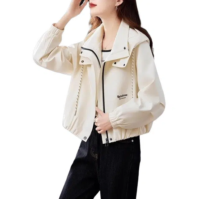 纤丝鸟 短款休闲外套上衣宽松连帽小个子工装夹克潮棉服 女款