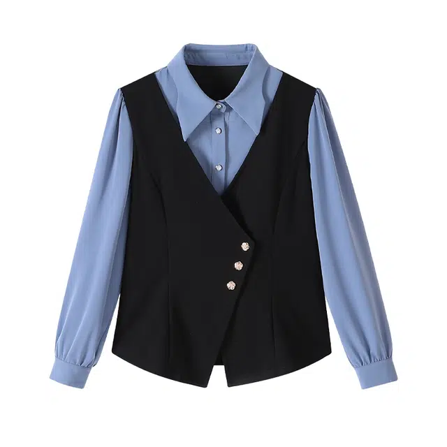 云妃秀 大码女装宽松显瘦设计感长袖通勤风套头衬衫 女款