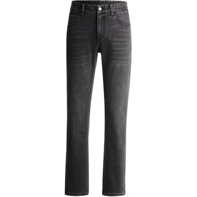 比音勒芬 静默复古穿搭舒适百搭时尚大气气质时尚休闲复古字母合身直筒秋季中腰长裤牛仔裤 男款