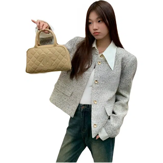 纤丝鸟 时尚设计感小香风外套短款气质名媛上衣棉服 女款