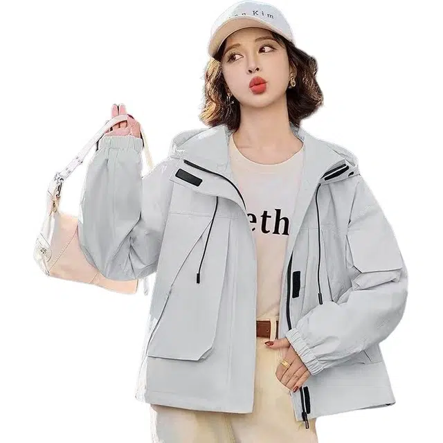 纤丝鸟 连帽外套时尚百搭上衣小个子宽松休闲工装夹克棉服 女款