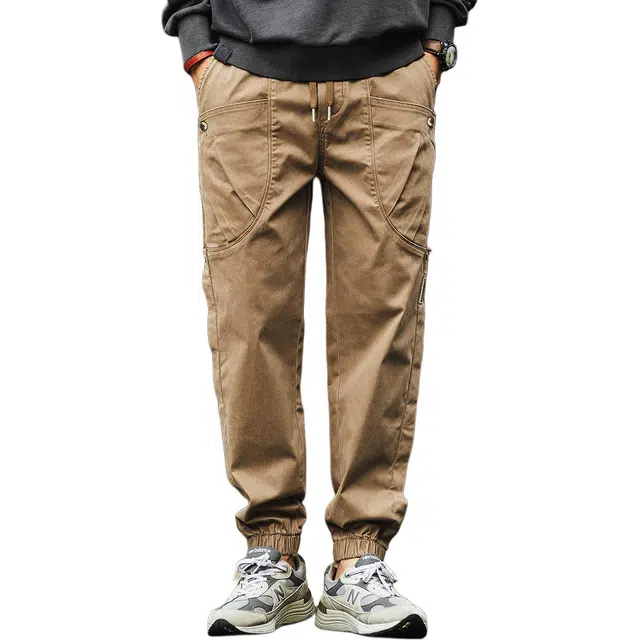 格蓝鹿 高端美式小众设计感宽松束脚休闲长裤工装裤 男女同款 基础色（黑灰白等）