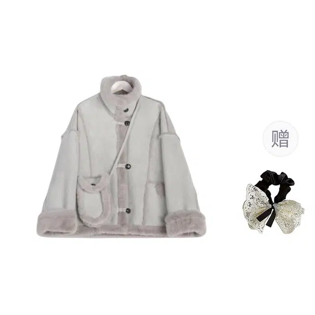 涂诗菲 韩版复古潮流高街设计感时尚休闲通勤百搭气质高级感毛领长袖外套棉服 女款