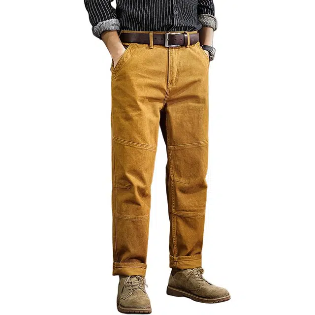 遨宇 美式经典复古痞帅潮牌工装裤宽松直筒长裤潮流户外百搭牛仔裤 男款