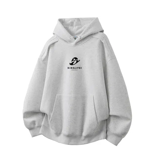 冰飞 美式街头简约风字母印花潮牌基础款连帽休闲舒适解构正肩宽松纯色外套通勤学院风无性别透气户外运动卫衣 男女同款