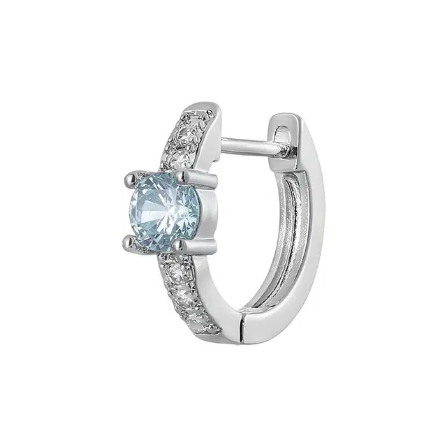 蓝色锆石耳饰 极昼  精致小众轻奢设计圈圈耳扣 时尚个性气质高级感清冷氛围感素圈高颜值日常养耳洞睡觉免摘 合金 耳环 男女同款情侣款