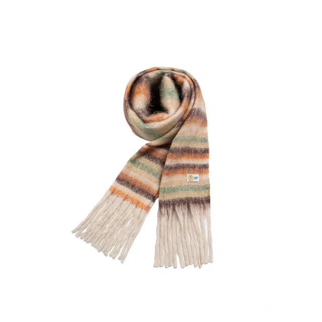 卡皮巴拉小黄豚 高级感百搭条纹保暖加厚复古流苏时尚 聚酯纤维 绒线围巾 男女同款情侣款