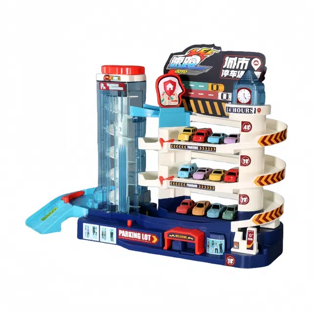 图米鱼 恐龙盘山公路轨道车乐园汽车大冒险停车场 惯性回力滑行玩具