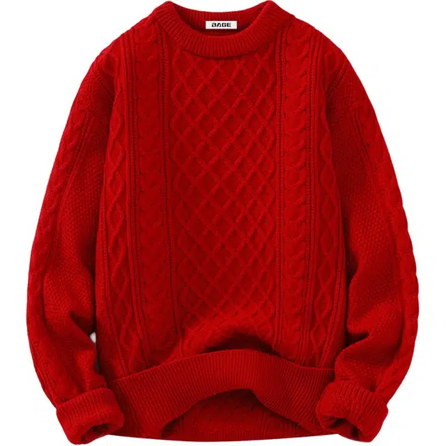 八哥 美式高街花纹设计圆领中领都市青年运动休闲轻奢商务通勤时尚百搭无性别主义日常户外宽松舒适白领长袖针织衫 男女同款