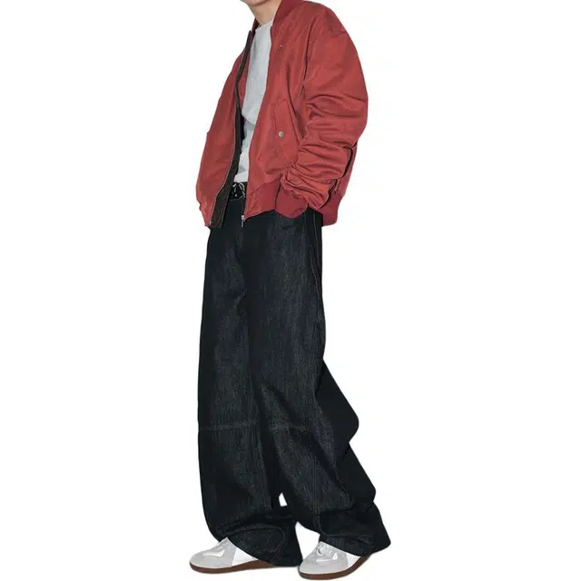 宝米卡 美式高街潮流百搭裤子男款春季直筒宽松休闲长裤牛仔裤 男女同款