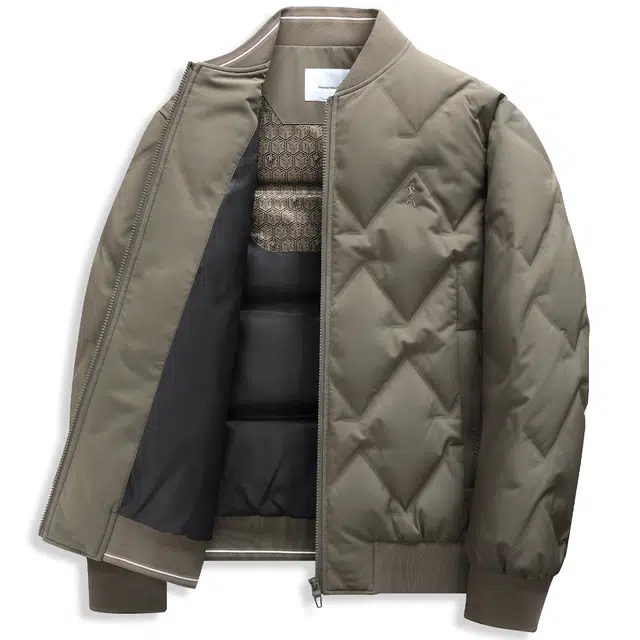 与狼共舞 轻暖便携自在简约纯色通勤百搭保暖薄外套时尚休闲青年街头帅气穿搭挺阔防风棒球领羽绒服 男款