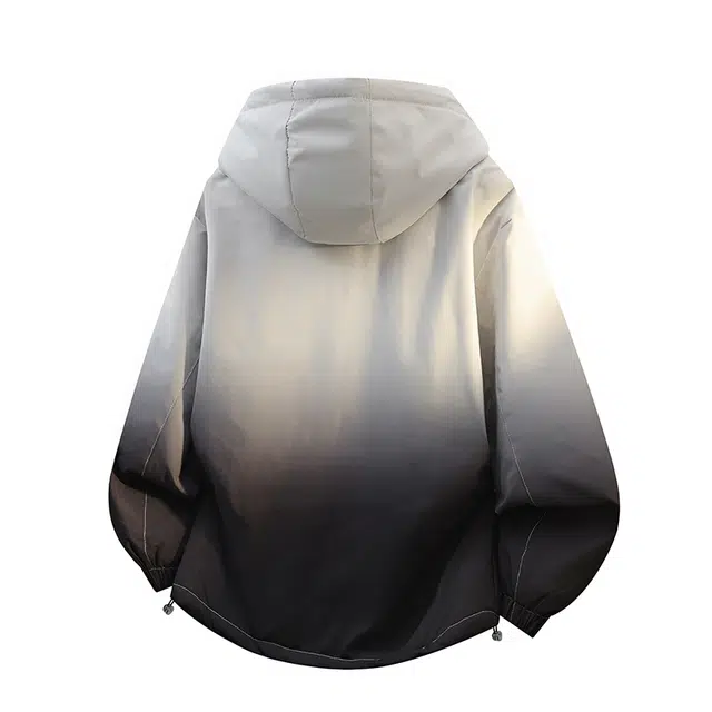 左岸 加绒加厚美式潮流百搭渐变撞色拼接带帽拉链开衫上衣宽松休闲防风保暖秋冬外套夹克 男款