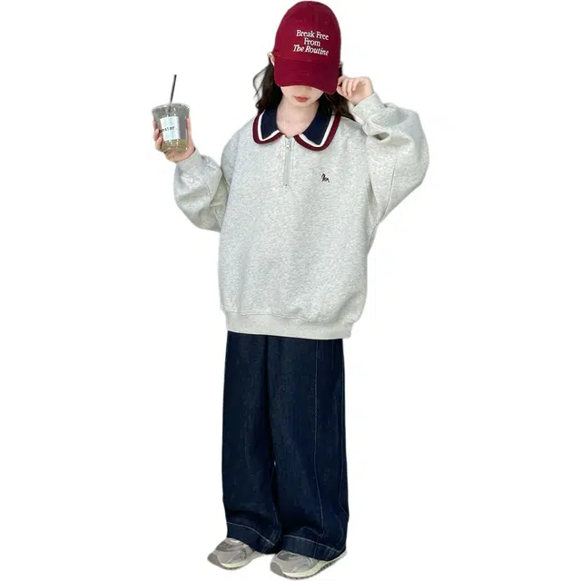 黑恐龙休闲运动套装 舒适牛仔裤中大童时尚 儿童款