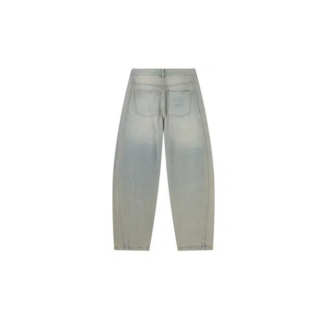 华人青年 弯刀立体压花印花休闲宽松牛仔裤 男女同款