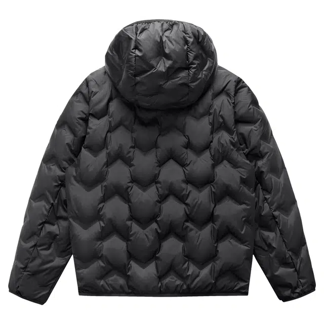 与狼共舞 日常休闲轻暖舒适便携通勤百搭款简约纯色帅气青年款轻薄保暖黑金石墨烯锁温防风亲肤连帽羽绒服 男款