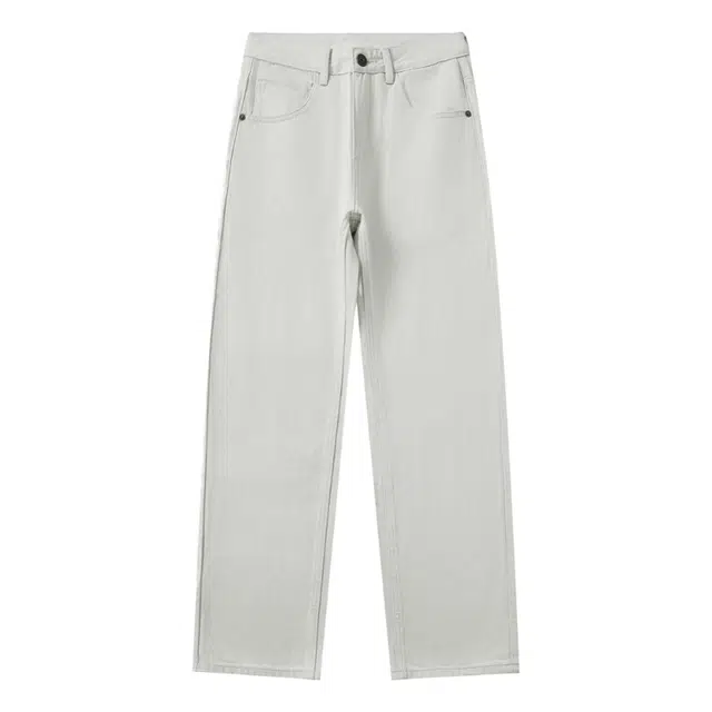 【dme】 纯色简约日常百搭休闲阔腿长裤高级感棉质舒适直筒牛仔裤 男女同款 米色