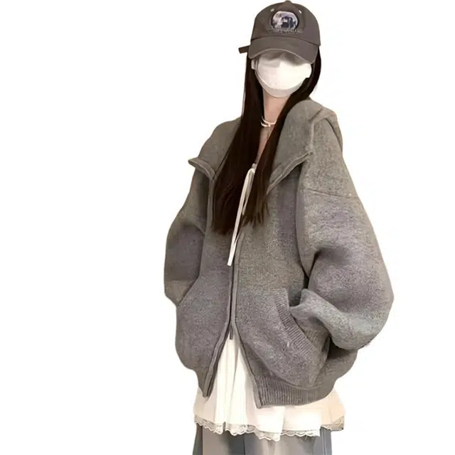 丝絮丝绸 韩系早秋季复古慵懒高级感开衫外套针织衫 男女同款