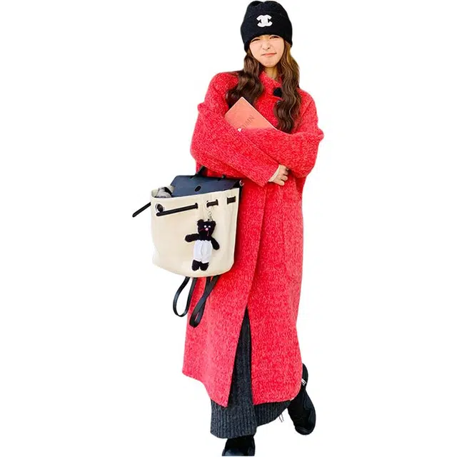 袋鼠 双面呢外套时尚潮流简约保暖舒适百搭羊毛大衣 女款